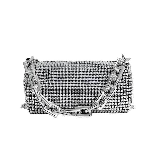 bling crystal mini shoulder bag with chunky chain strap