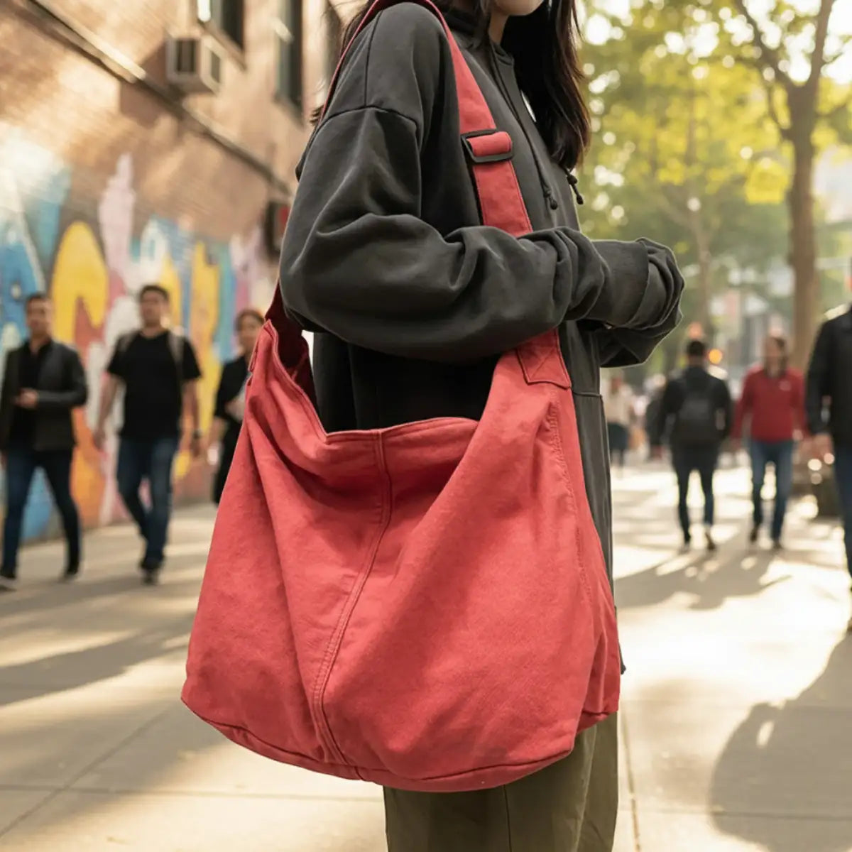 Canvas Shoulder Bag – Large Capacity Crossbody