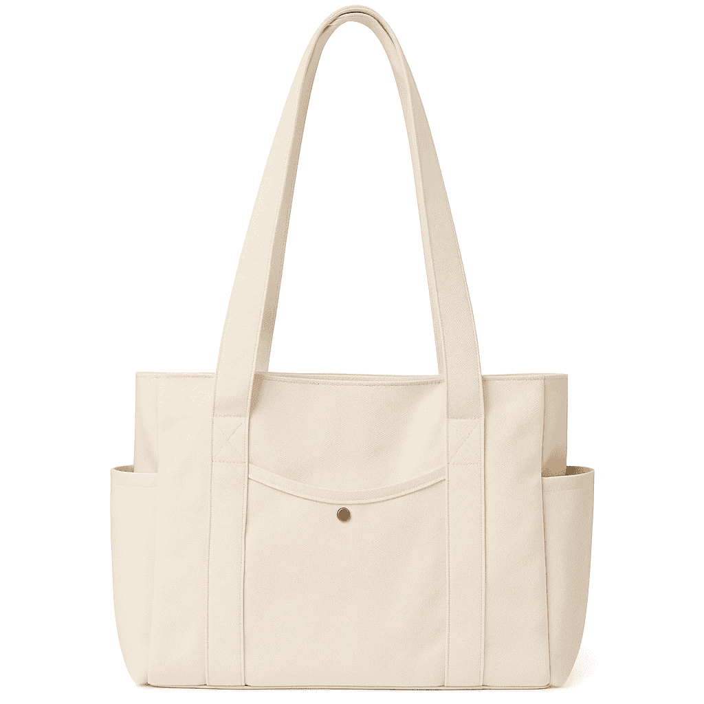 canvas tote bag with side pockets for everyday use