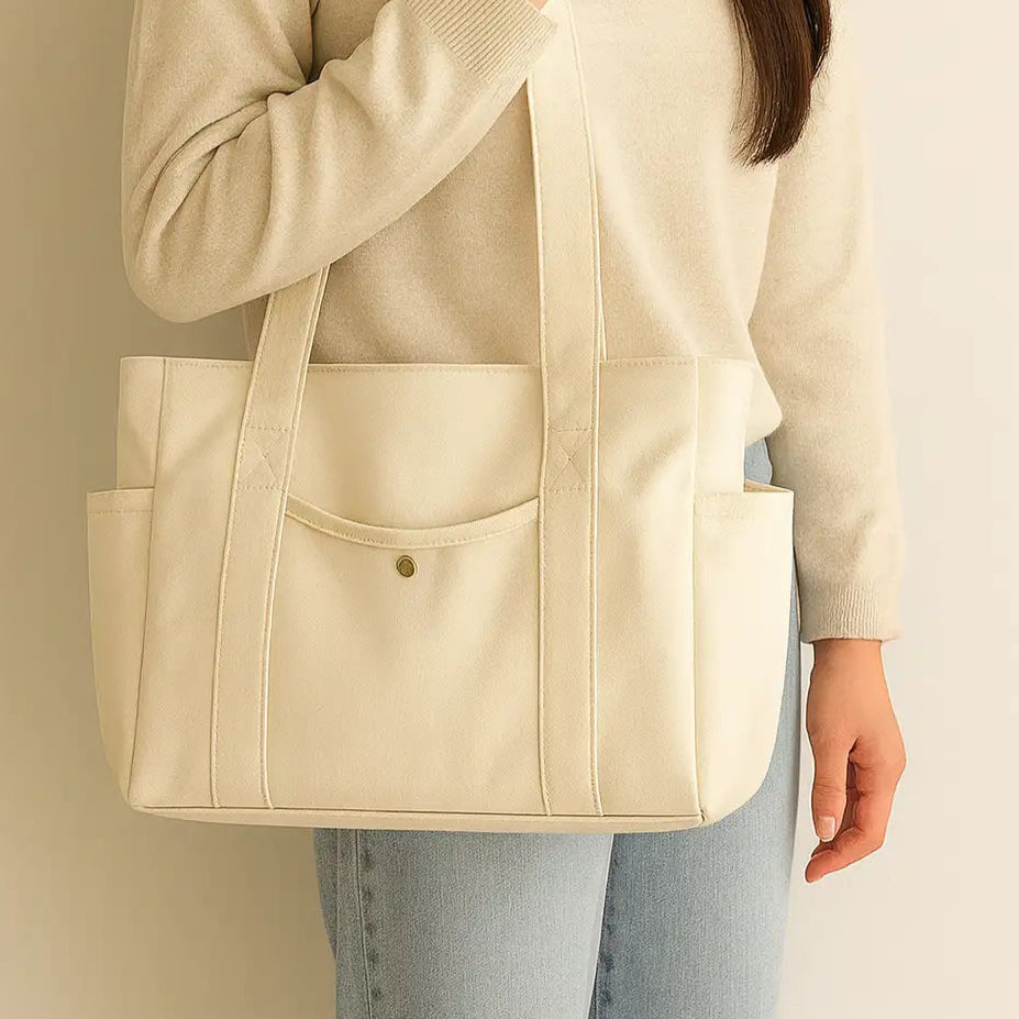 durable canvas tote bag with multiple compartments