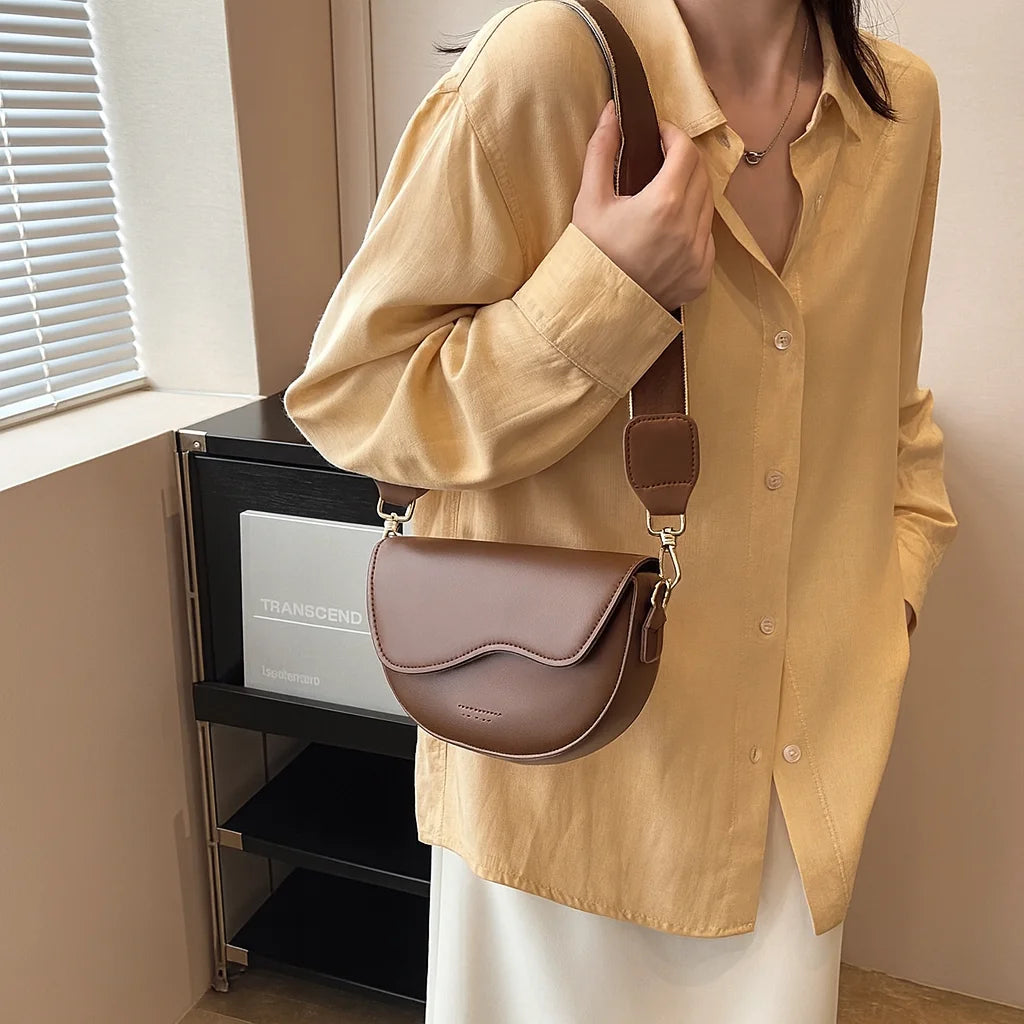 Faux Leather Saddle Crossbody Bag – Vintage Underarm Purse