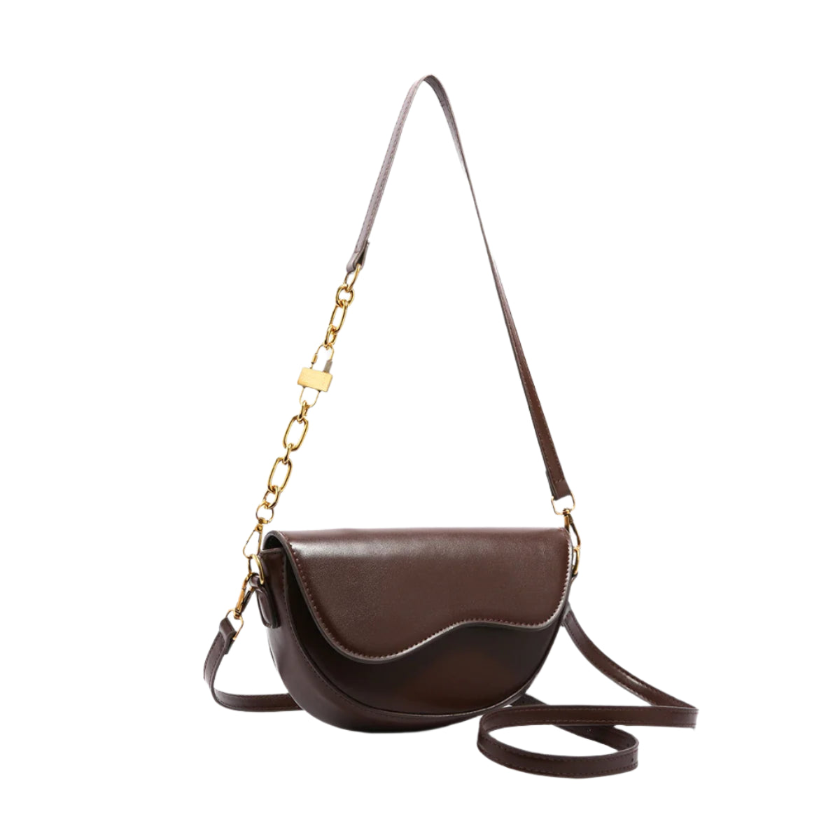 Faux Leather Saddle Crossbody Bag