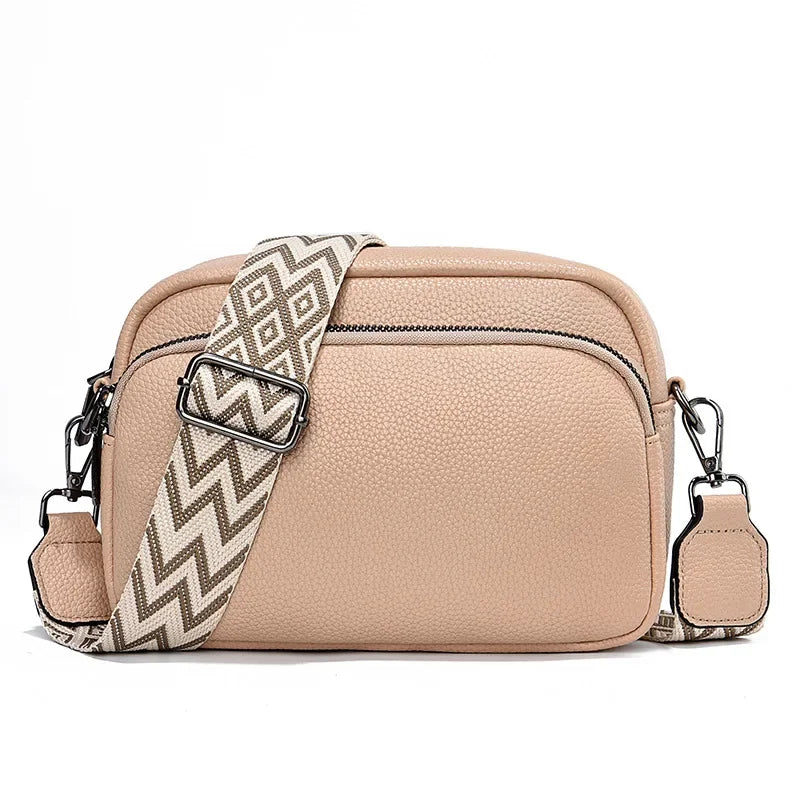 dual zip faux leather crossbody purse for city outings