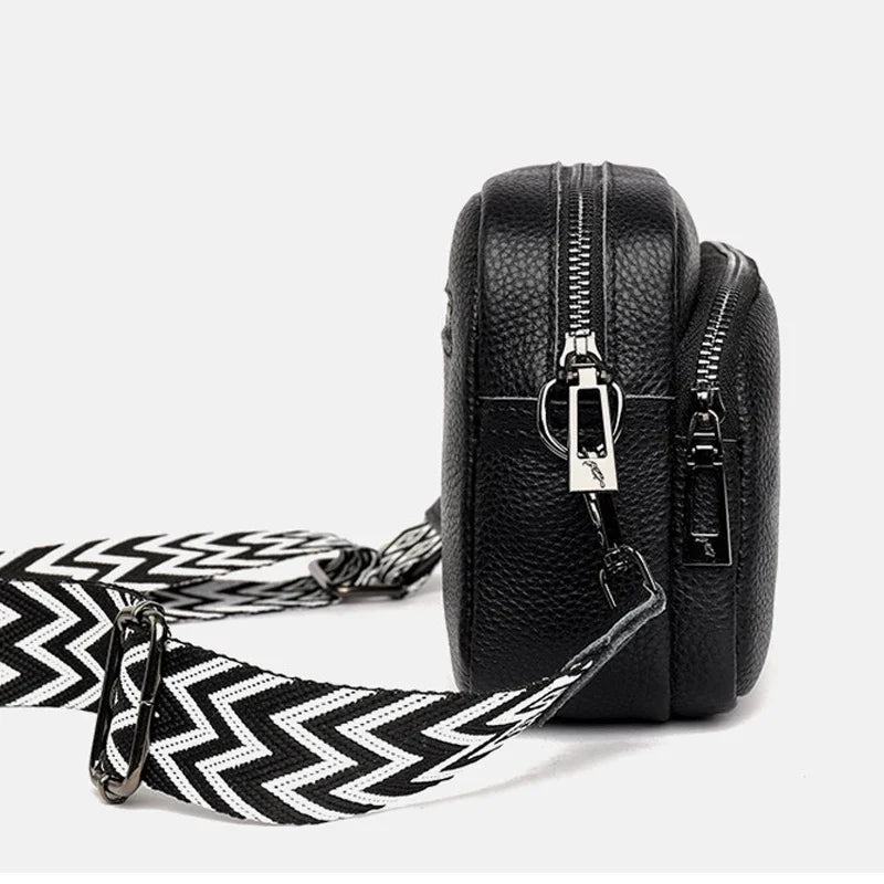compact vegan leather shoulder purse with dual zip compartments