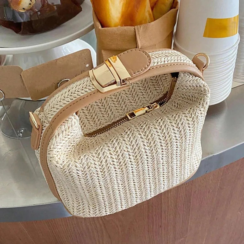 Woven Straw Bucket Bag