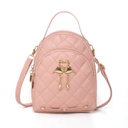 mini quilted faux leather backpack with swan charm