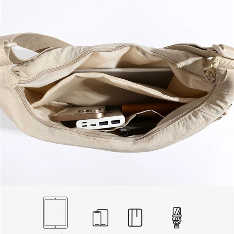 Versatile Nylon Shoulder Bag – Lightweight Crossbody Hobo Tote