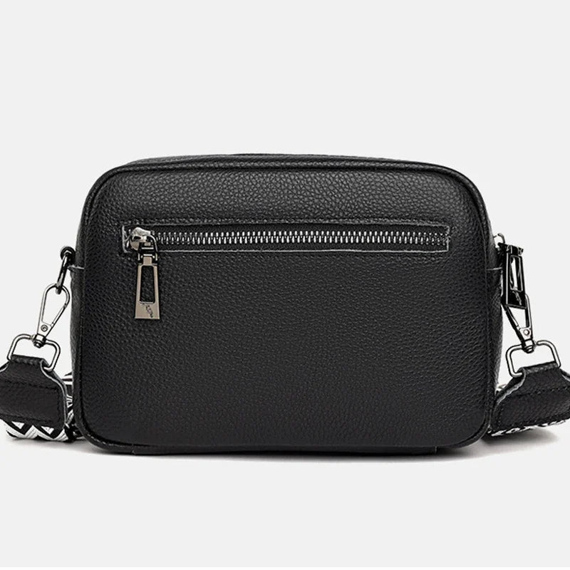 stylish crossbody bag with adjustable woven geometric strap