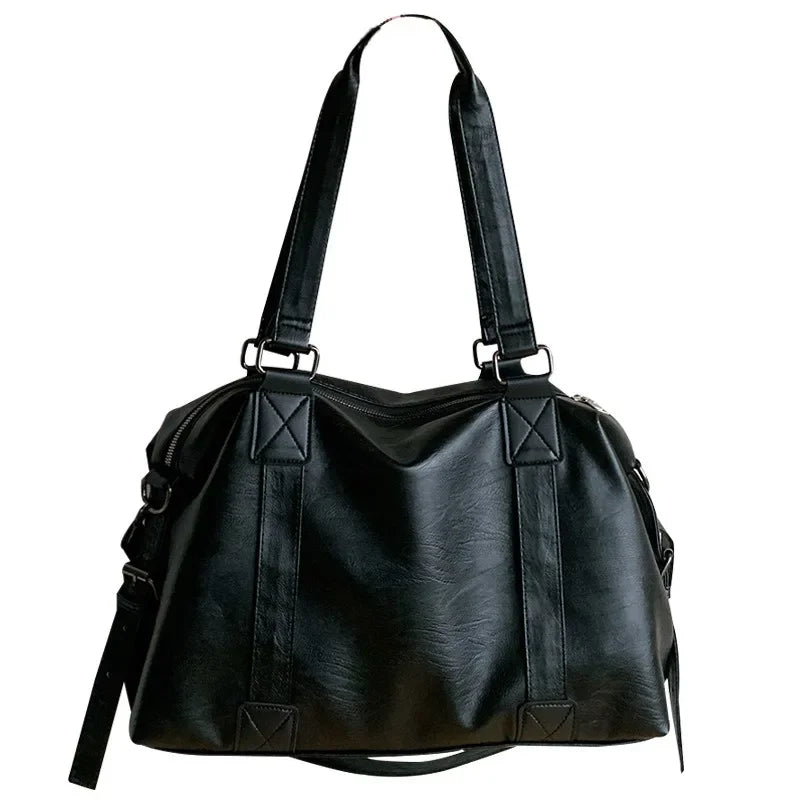 Faux Leather Shoulder Tote Bag – Large Handbag with Top Handles & Crossbody Strap