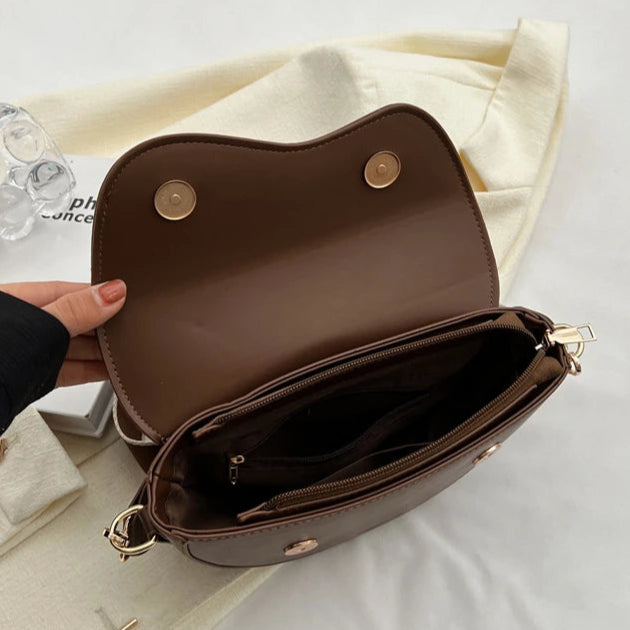 Faux Leather Saddle Crossbody Bag