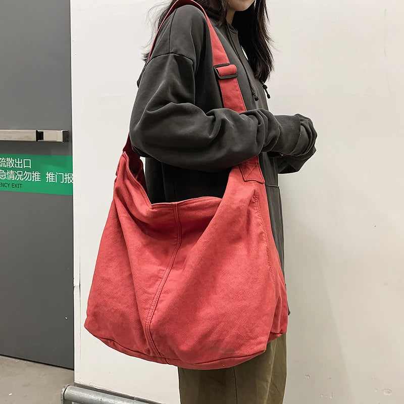 Canvas Shoulder Bag – Large-Capacity Casual Crossbody for Women
