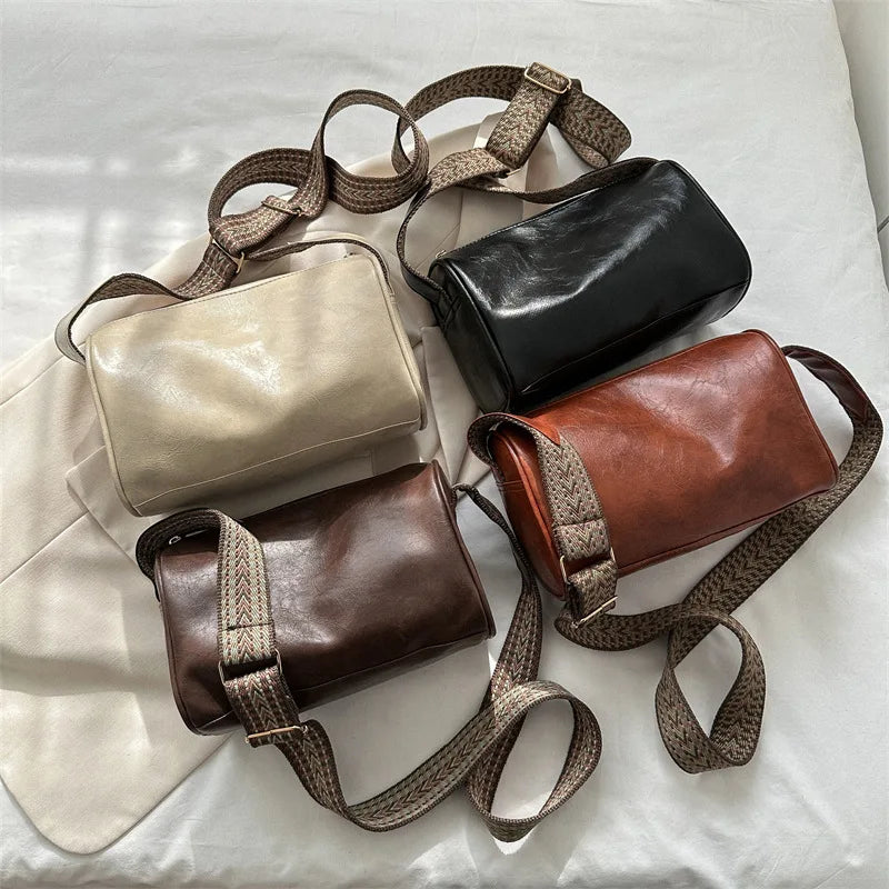 durable pillow shaped faux leather vintage style shoulder bag