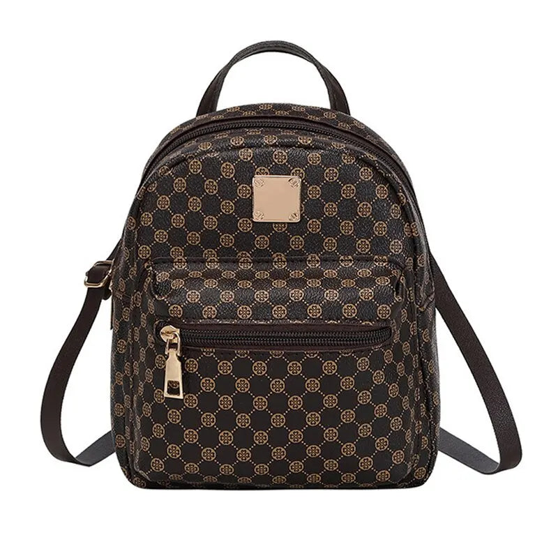 classic faux leather mini backpack with monogram print