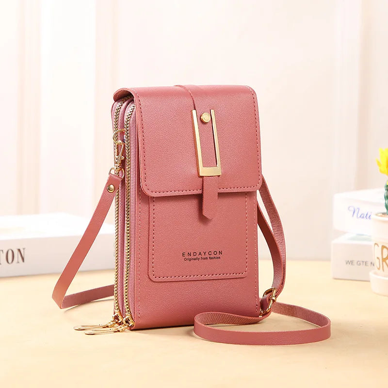 compact faux leather crossbody purse for women