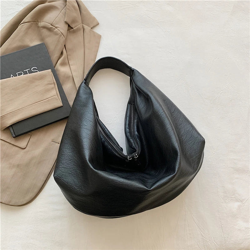 elegant vegan leather shoulder tote for office or errands