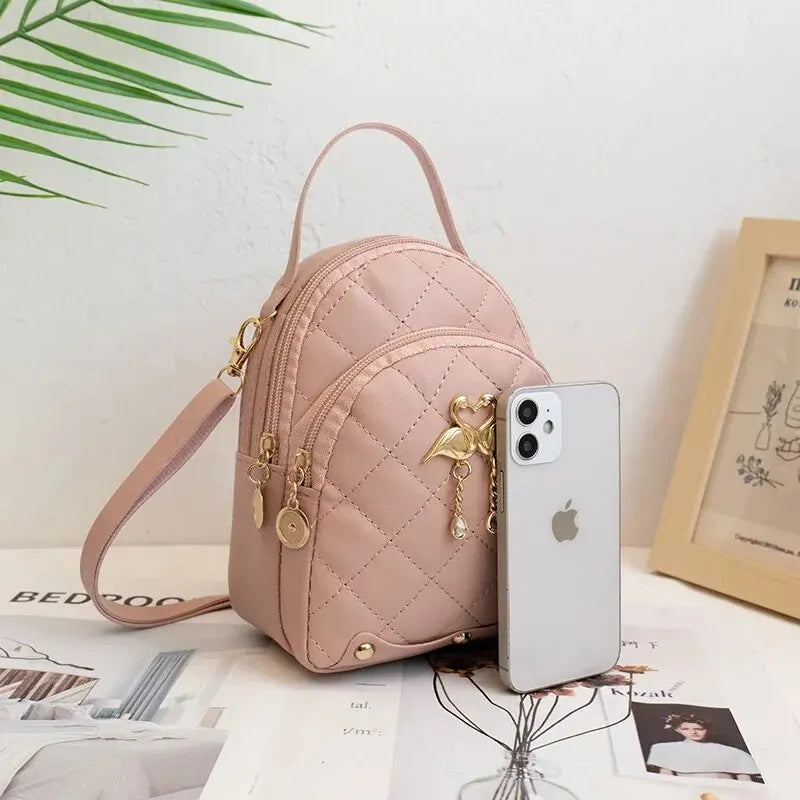 cute lightweight quilted faux leather daypack purse