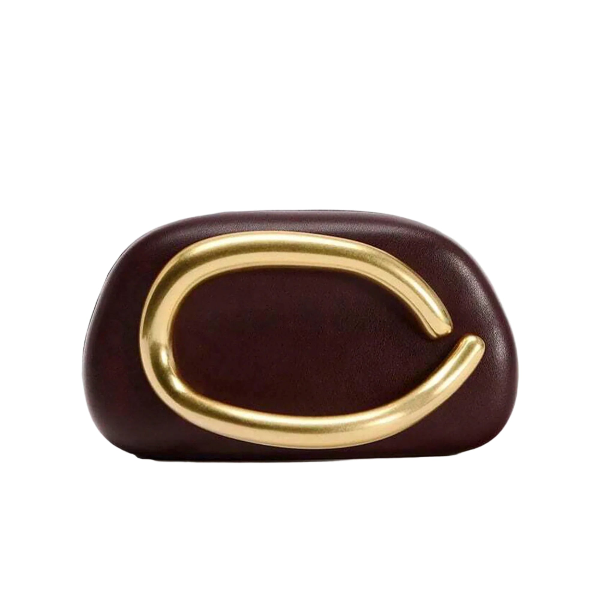 elegant hard shell evening clutch bag with golden clasp
