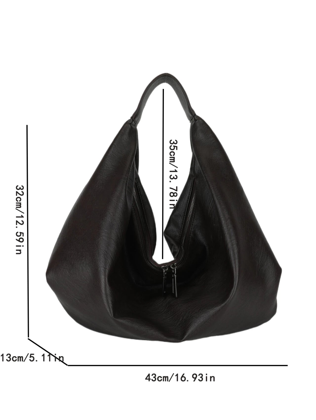 modern large hobo bag with double zipper closure
