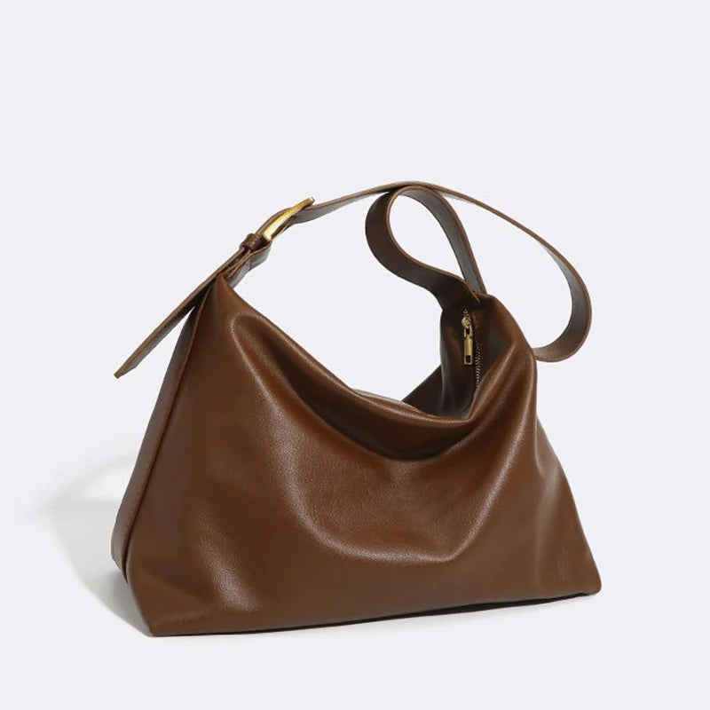 Soft Vegan Leather Shoulder Bag – Spacious Slouchy Tote with Inner Compartments