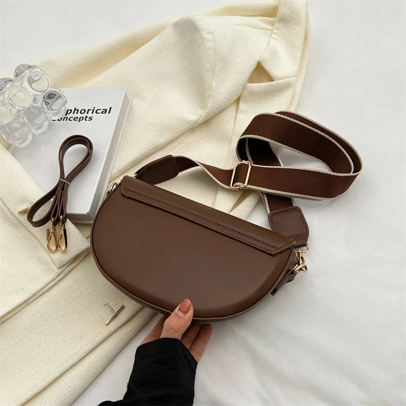 Faux Leather Saddle Crossbody Bag