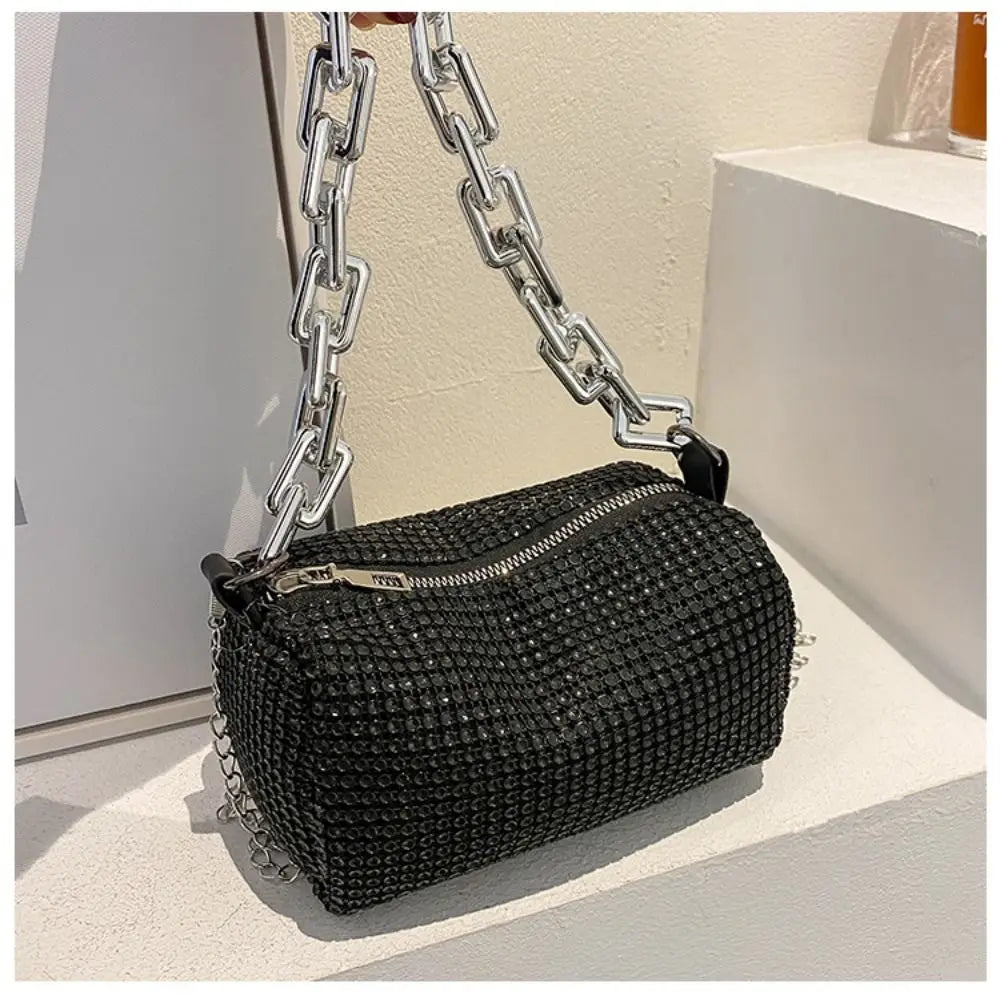 stylish crystal-embellished mini crossbody purse for women