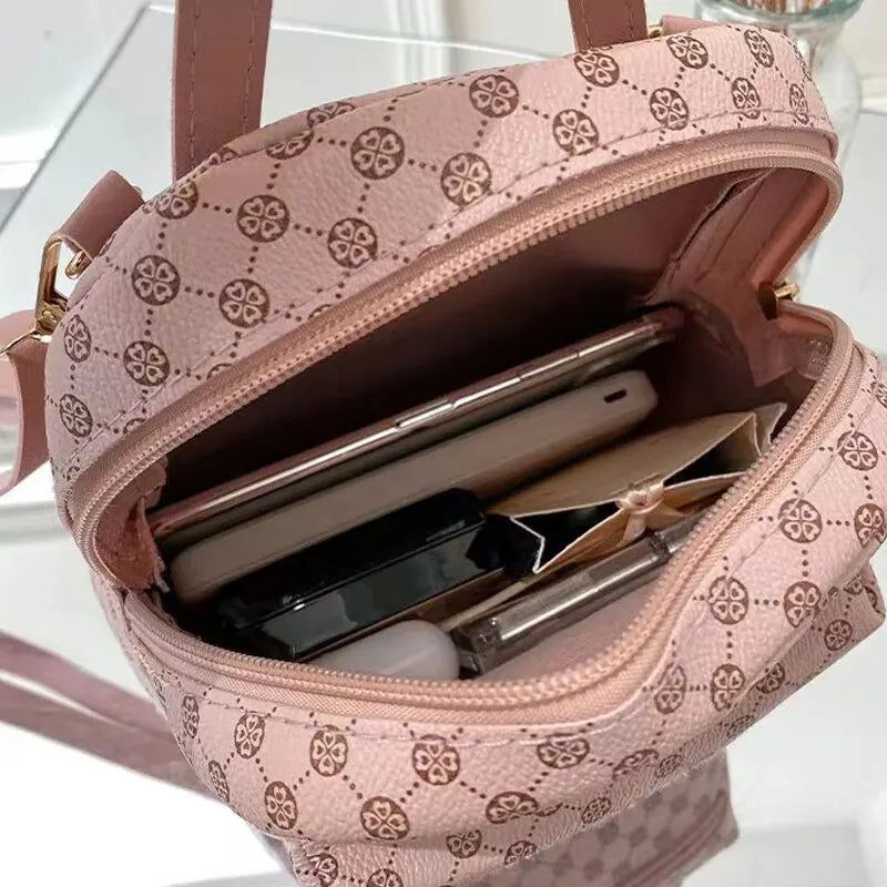 elegant monogram faux leather mini backpack purse