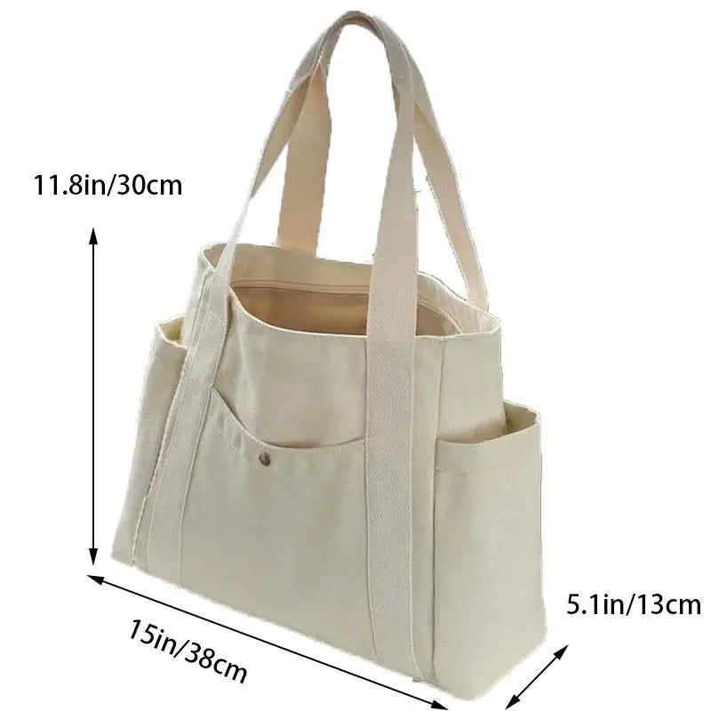 durable canvas tote bag with multiple compartments
