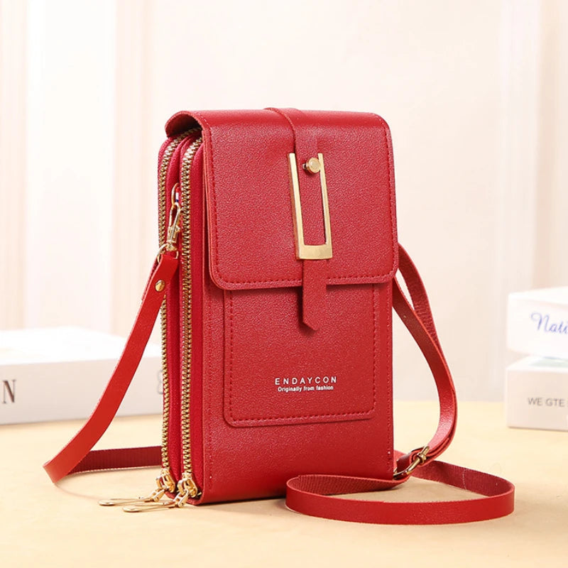 adjustable strap faux leather wallet crossbody for women
