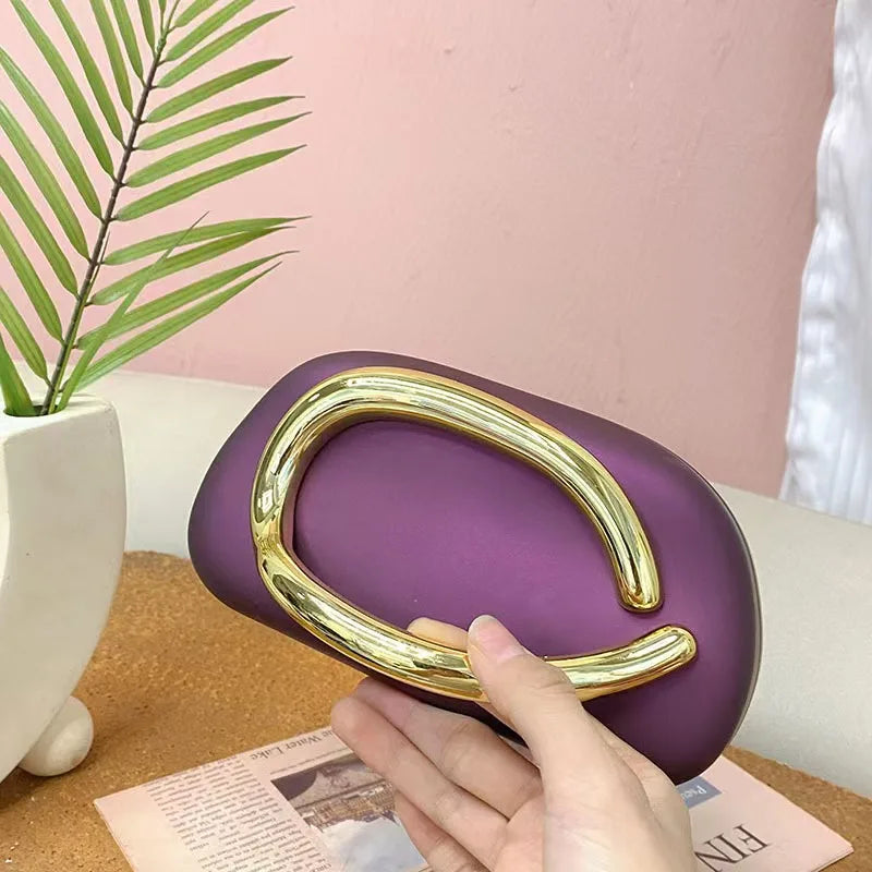 vegan faux leather structured box evening clutch purse