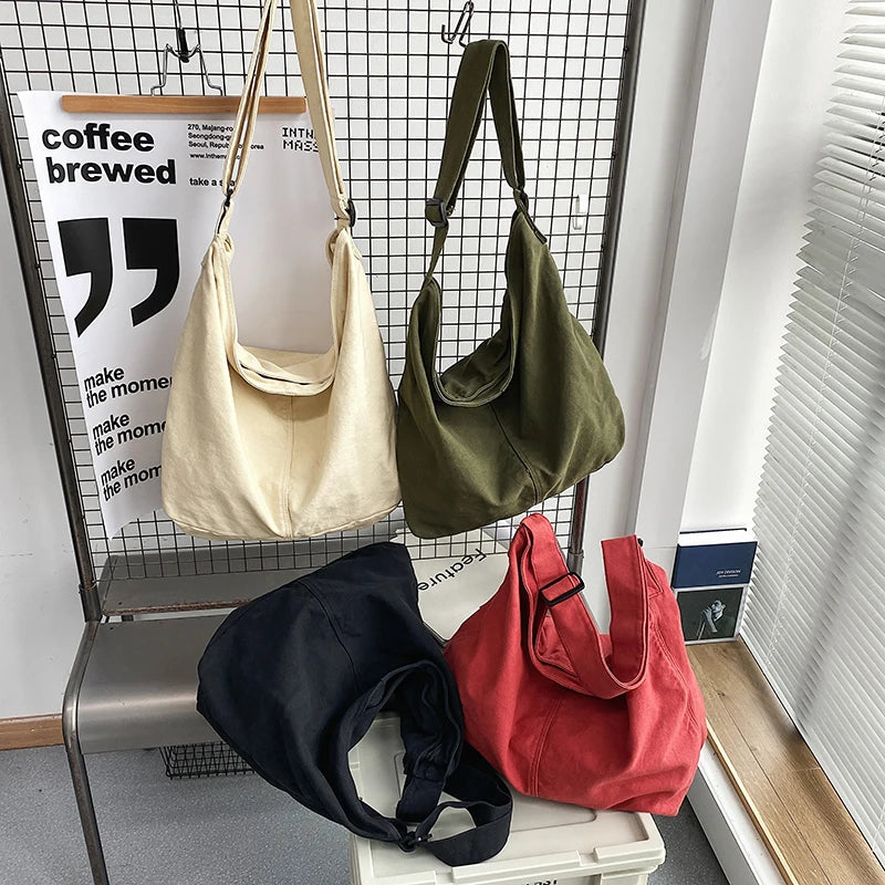 Canvas Shoulder Bag – Large-Capacity Casual Crossbody for Women