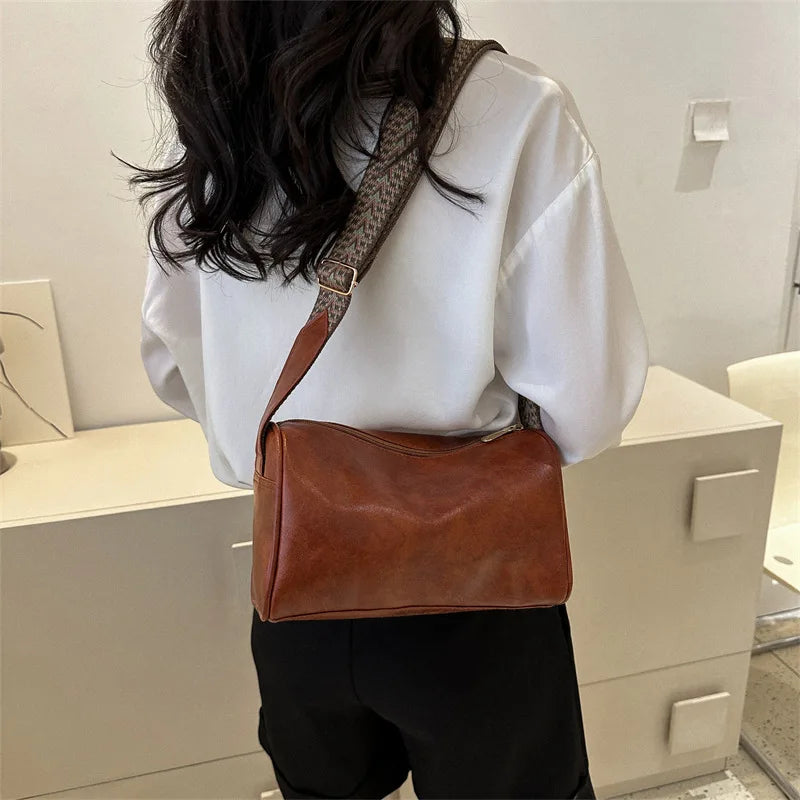 lightweight pillow style faux leather vintage crossbody bag