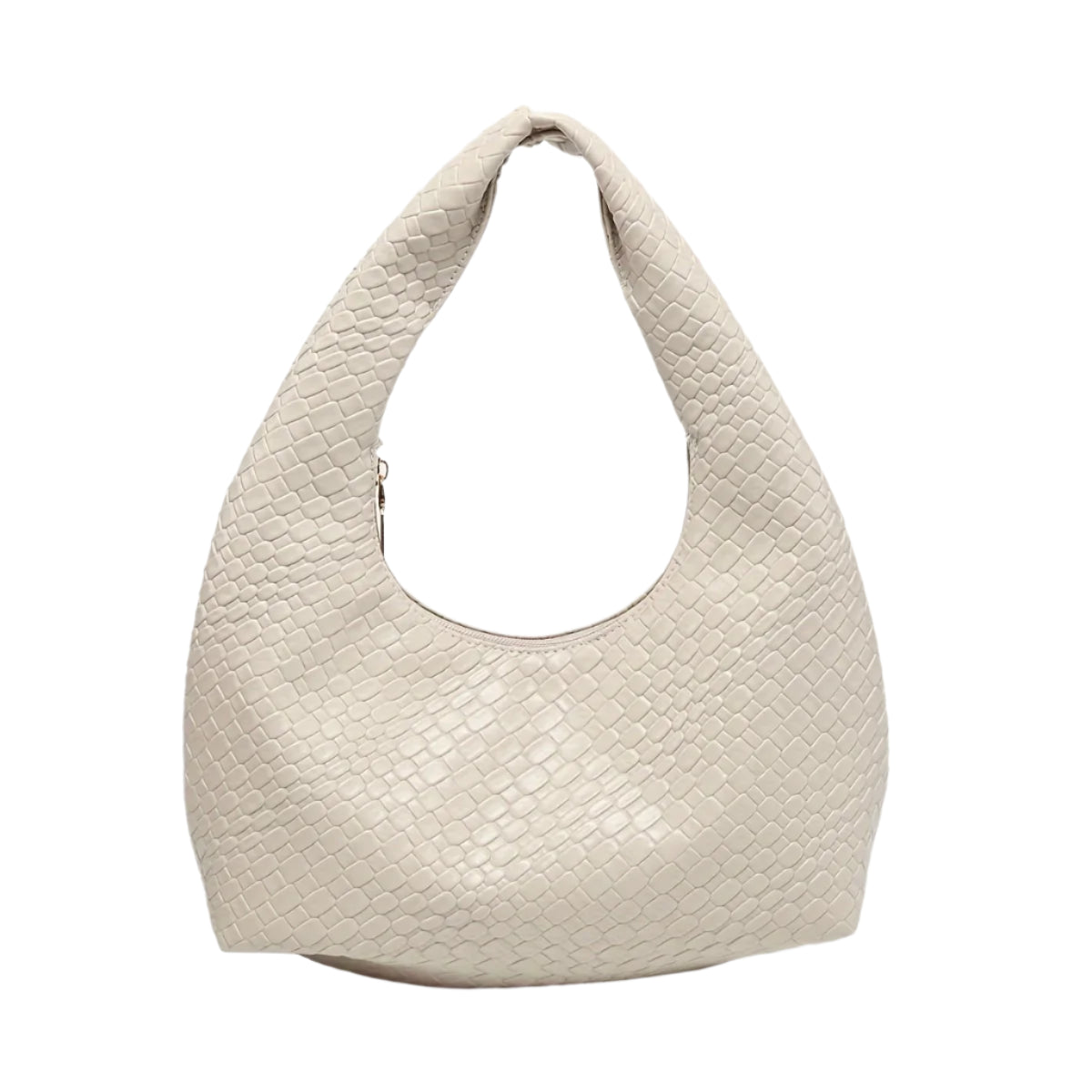 Woven Vegan Leather Hobo Bag – Soft Slouchy Shoulder Purse with Zipper Closure