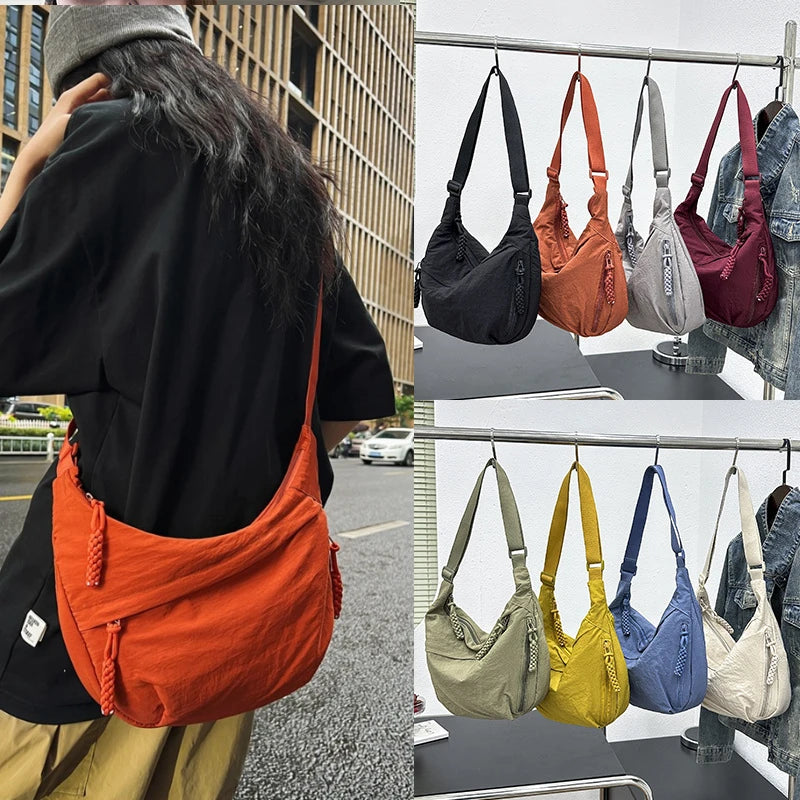 Versatile Nylon Shoulder Bag – Lightweight Crossbody Hobo Tote