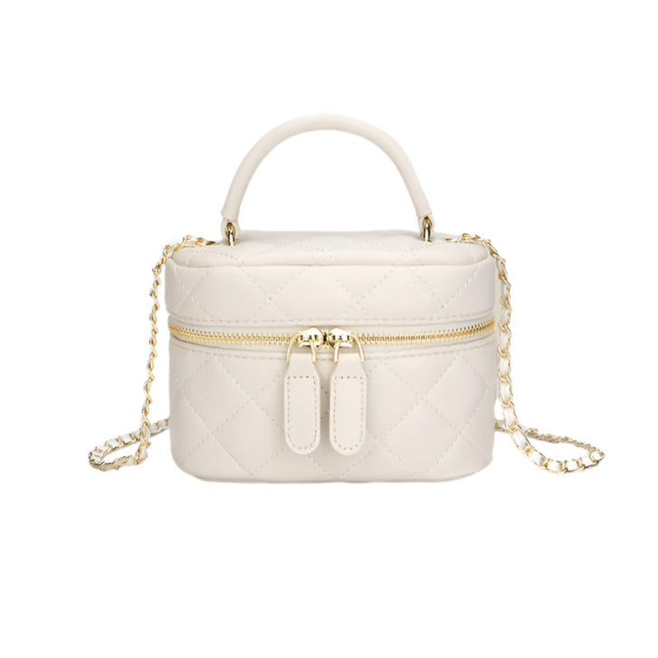 elegant faux leather bucket purse with gold zipper