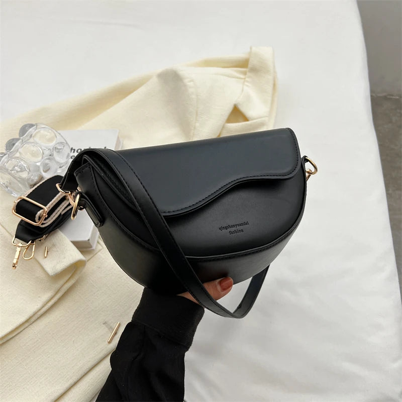 Faux Leather Saddle Crossbody Bag – Vintage Underarm Purse