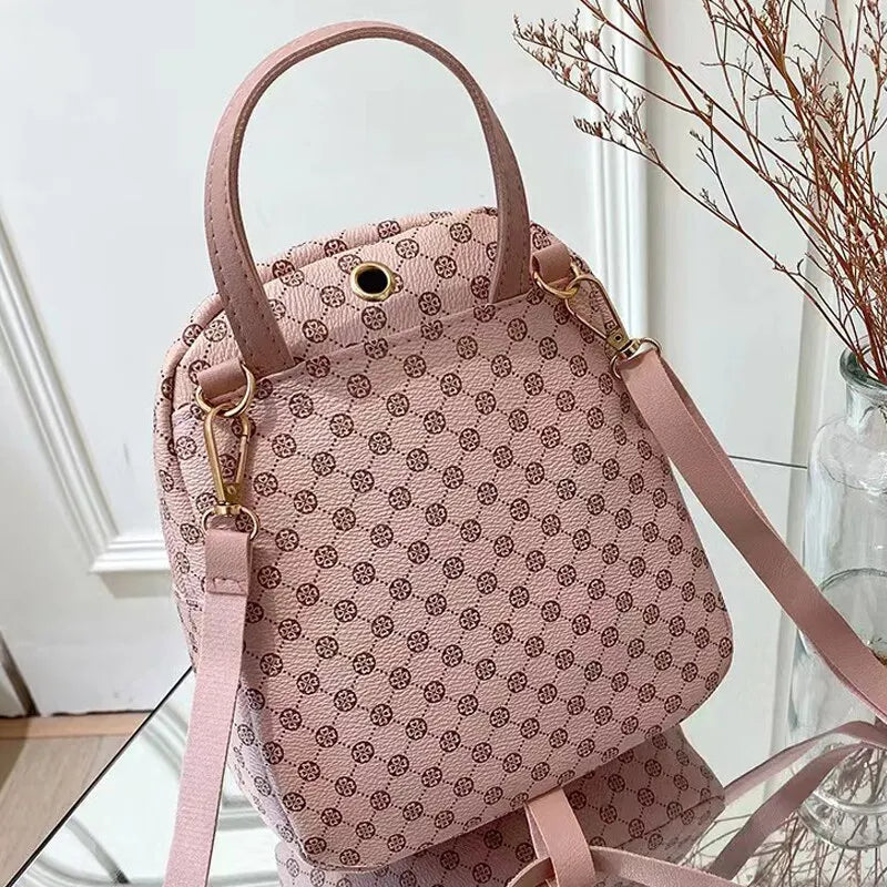 versatile faux leather mini backpack crossbody shoulder bag