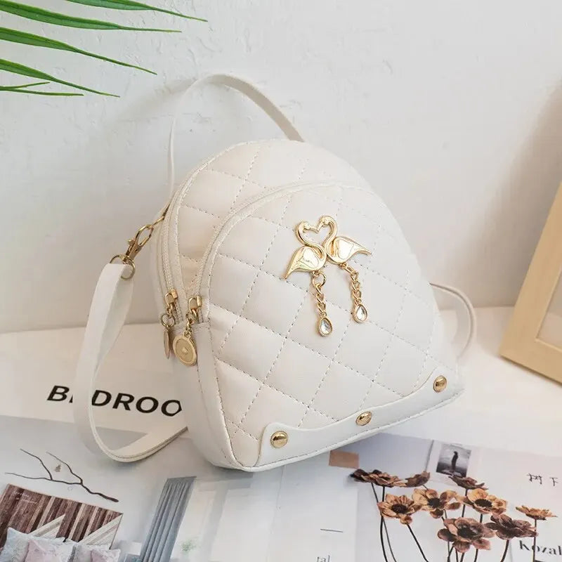 vegan faux leather quilted mini backpack for women