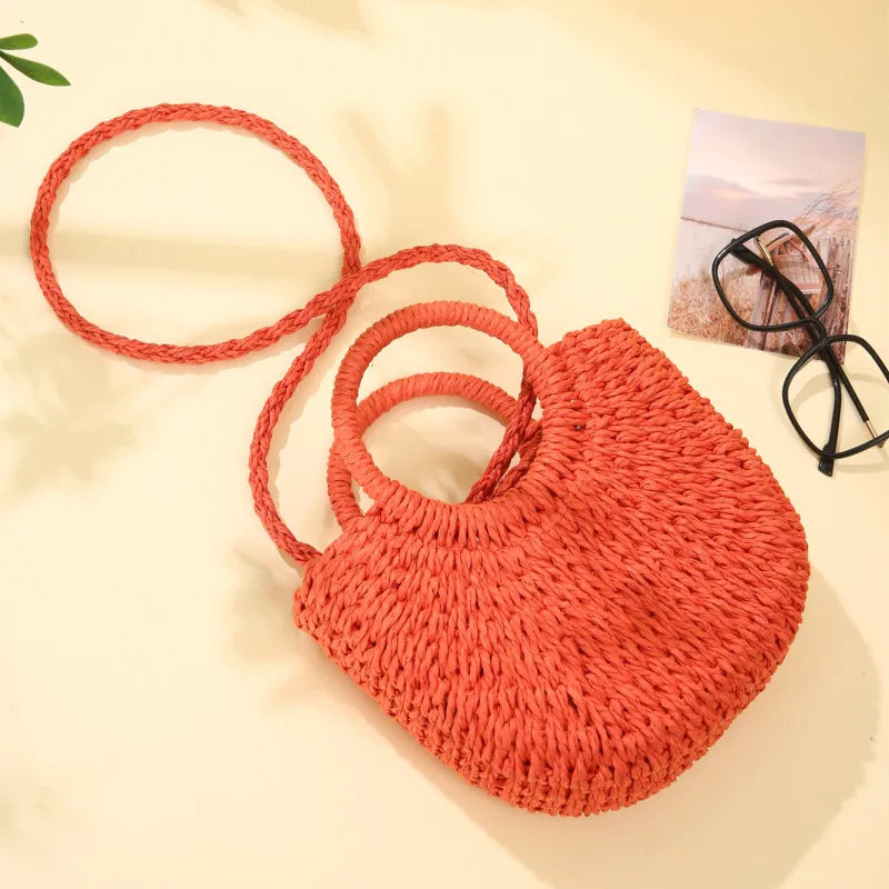 Handwoven Straw Bag – Summer Rattan Beach Shoulder & Crossbody
