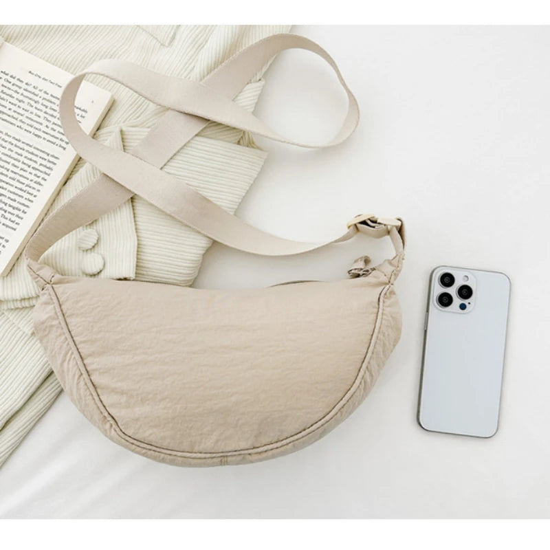 minimalist nylon underarm sling purse with zipper