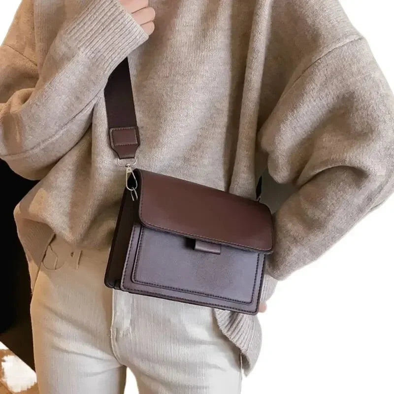 stylish faux leather flap crossbody handbag for women