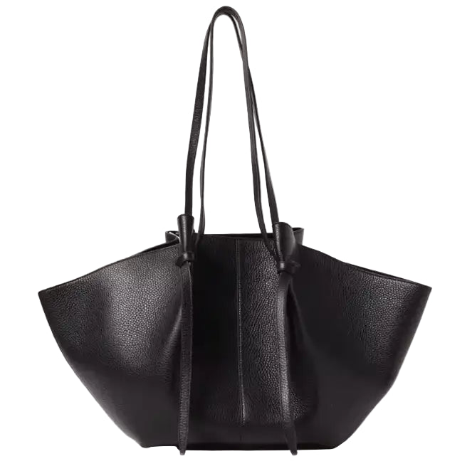 Black vegan leather handbag tote bag