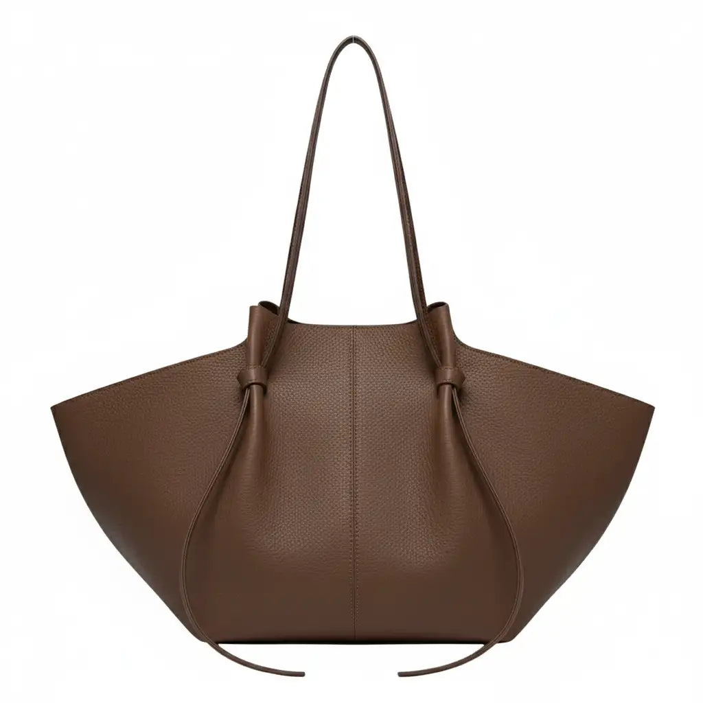 Brown vegan leather handbag tote bag
