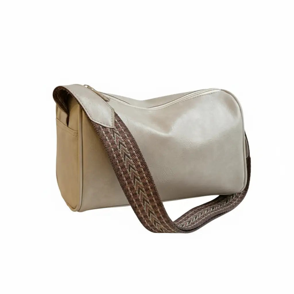 Vintage Faux Leather Boston Bag White