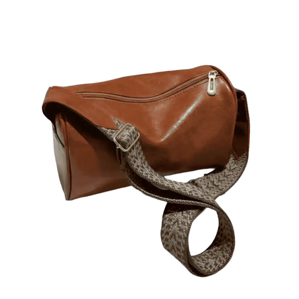 Vintage Faux Leather Boston Bag Brown