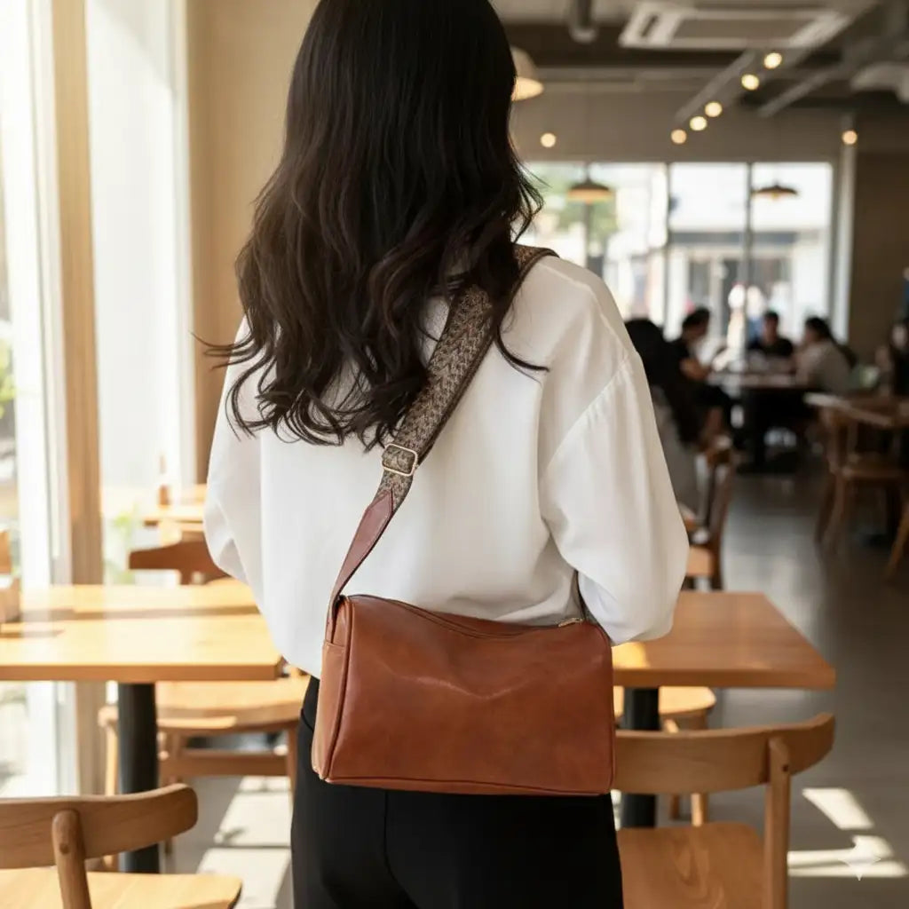 Vintage Faux Leather Boston Bag – Small Pillow-Style Crossbody