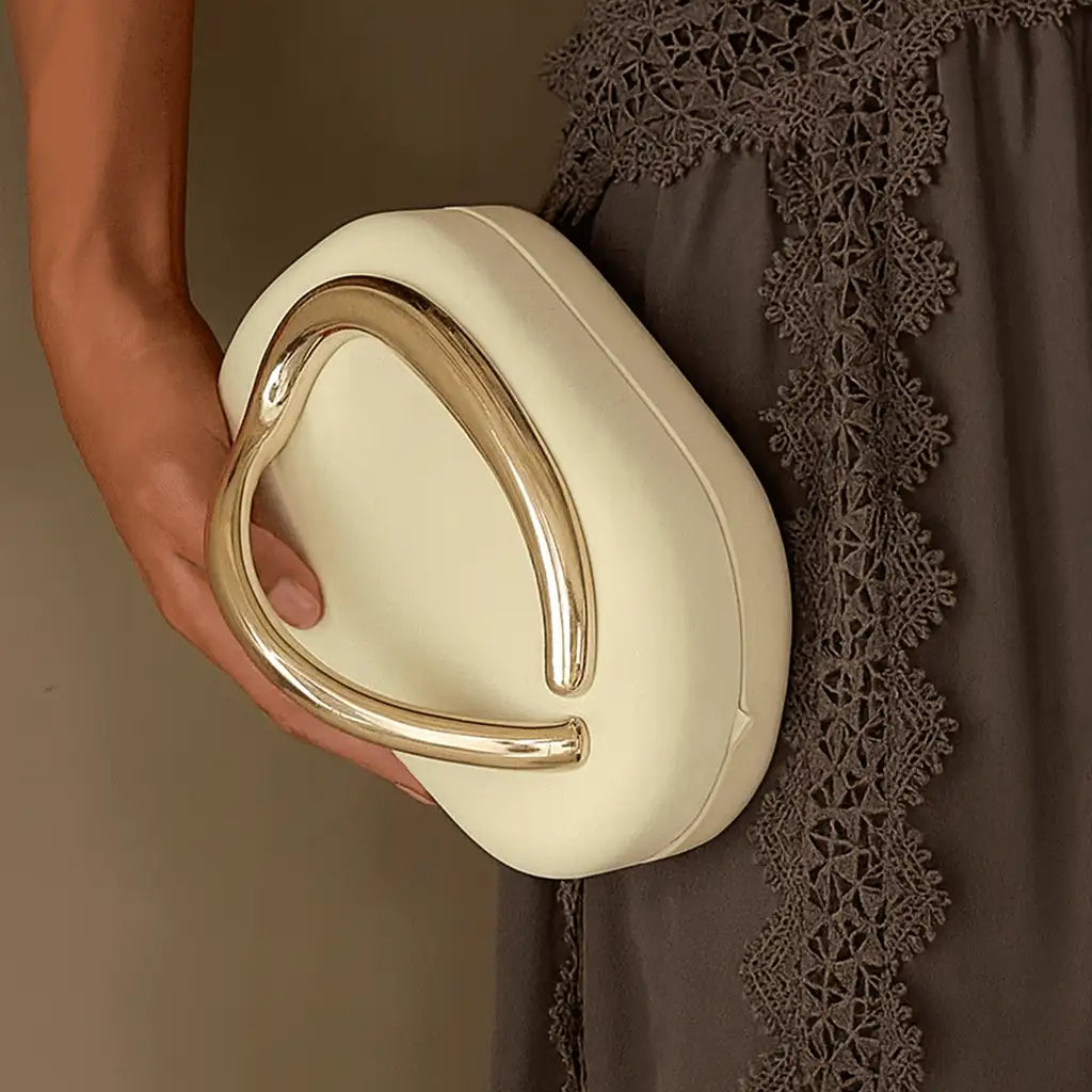 Hard Shell Evening Clutch Bag – Elegant Box Purse with Golden Clasp
