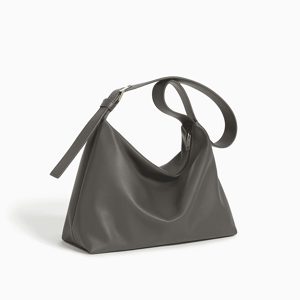 Soft Vegan Leather Shoulder Bag – Spacious Slouchy Tote with Inner Compartments