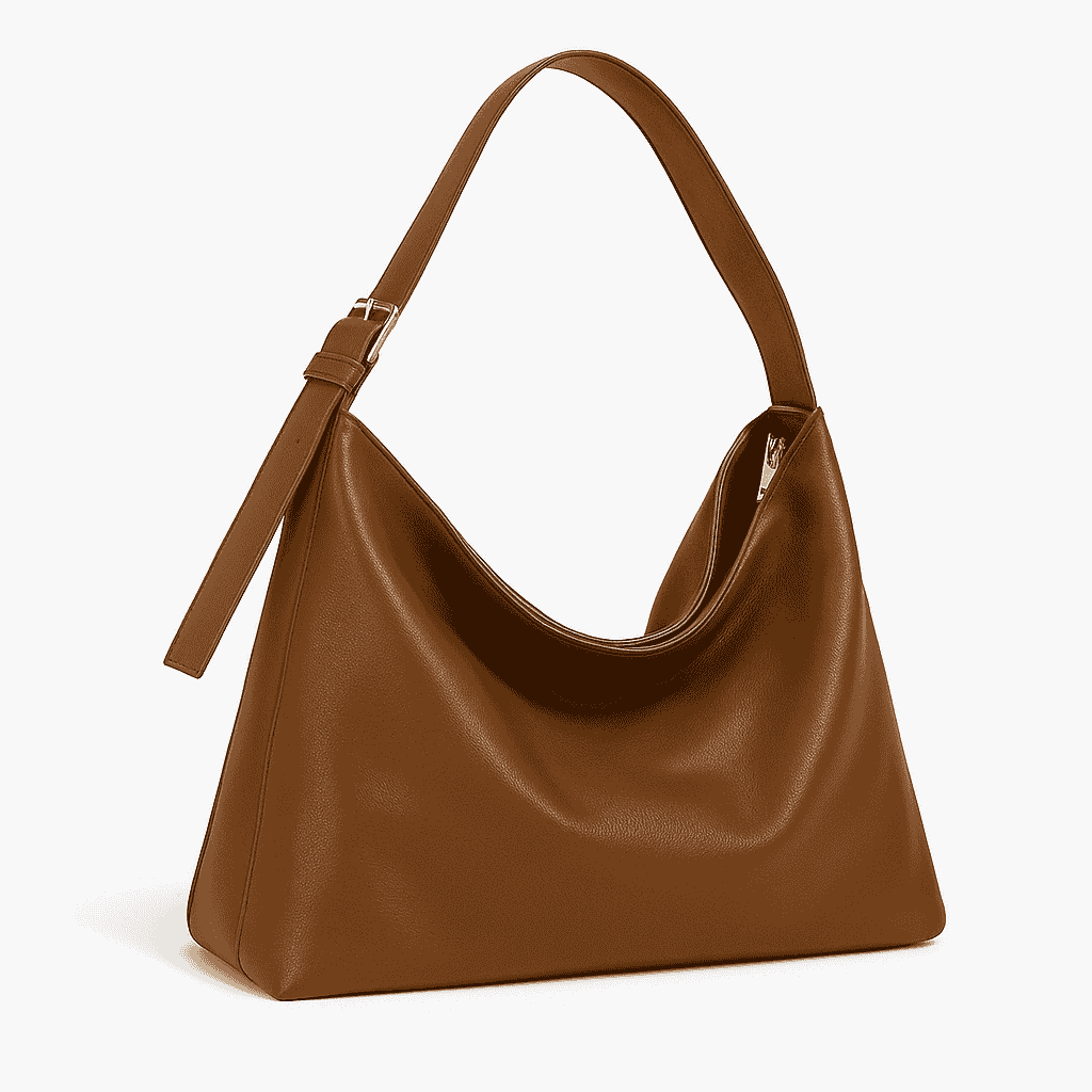 Soft Vegan Leather Shoulder Bag – Spacious Slouchy Tote with Inner Compartments