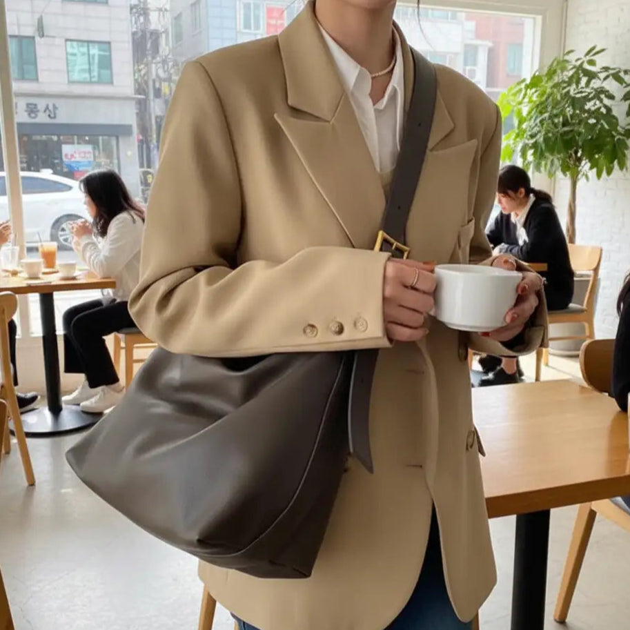 Soft Vegan Leather Big Shoulder Bag 