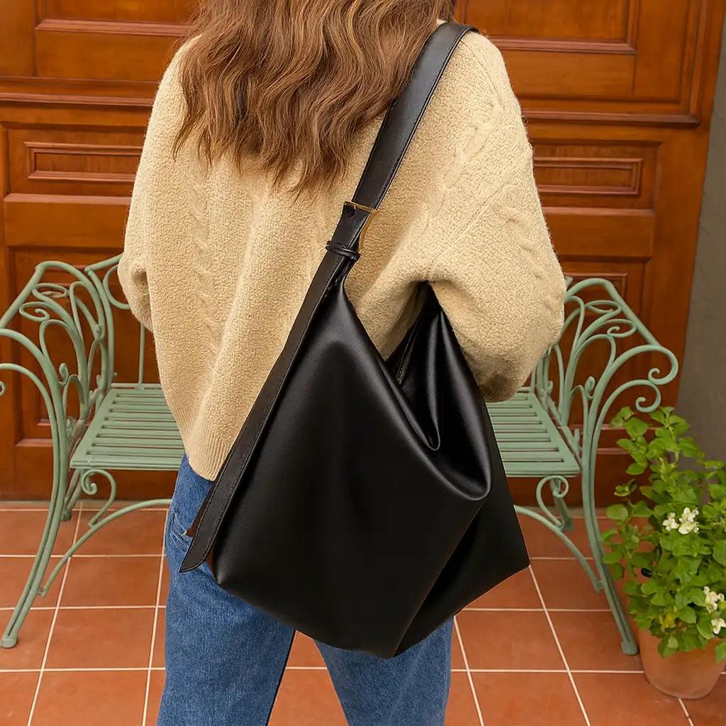 Soft Vegan Leather Big Shoulder Bag 